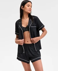 I.n.c International Concepts Women's Stretch Satin Short-Sleeve Pajama Set, Exclusively at Macy's