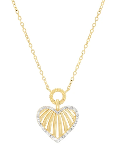 Diamond Heart Pendant 18" Necklace (1/10 ct. t.w.) in 14k Gold-Plated Sterling Silver