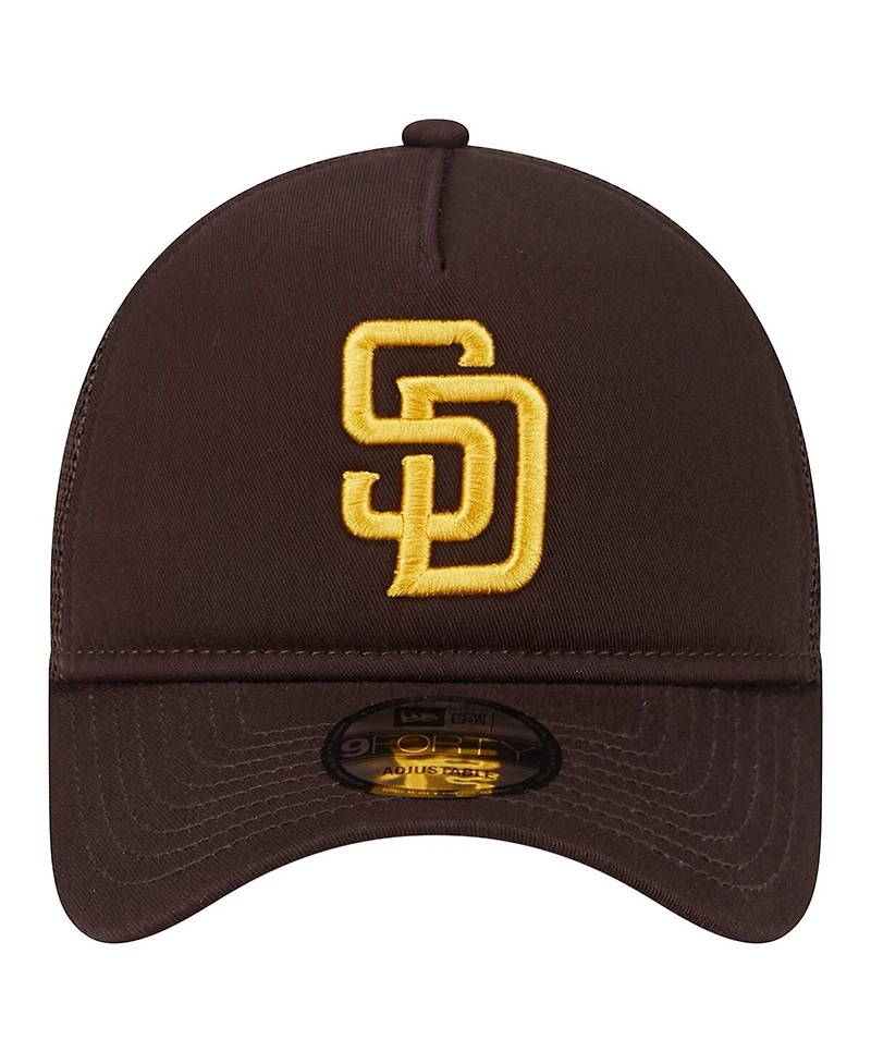 New Era Men's Brown San Diego Padres 9FORTY A-Frame Trucker Adjustable Hat