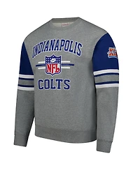 Mitchell & Ness Men's Heather Gray Indianapolis Colts All Over 4.0 Vintage Logo Pullover Sweatshirt