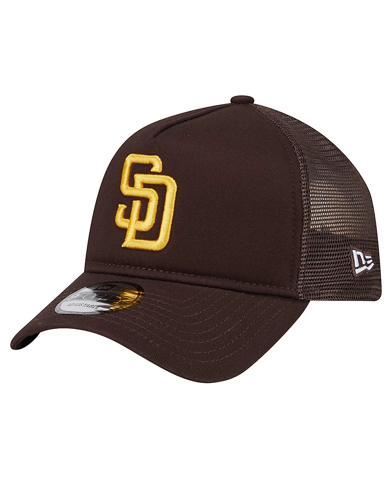 New Era Men's Brown San Diego Padres 9FORTY A-Frame Trucker Adjustable Hat