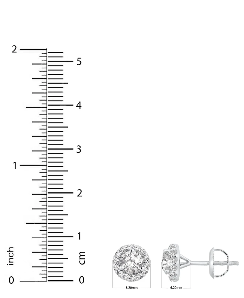 Gia Certified Diamond Halo Stud Earrings (1-1/4 ct. t.w.) in 14K White Gold