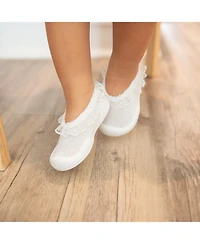 Komuello Toddler First Walk Sock Shoes Flat - Snow Lace