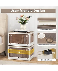 Costway Pack Stackable Storage Bins with Lids 34.5 Gallon Collapsible Plastic Container Box