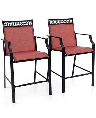 Gouun Outdoor Counter Stools Set of 2 Heavy-Duty Barstools with Footrest and Armrests