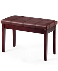 Gymax Pu Leather Piano Keyboard Bench Padded Cushion Double Seat Storage