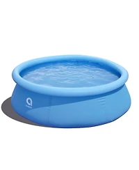 JLeisure 8 Ft x 25" Prompt Set Inflatable Outdoor Backyard Swimming Pool, Blue