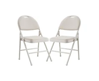 gaomon Folding Chairs 2 Pack, Portable Metal with Cushions and Non-Slip Feet Pads for Home Office, Indoor Outdoor Events