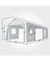 gaomon 10x20FT Portable Garage, 10'x20' Carport Heavy Duty, Galvanized Frame & 180 g Pe Waterproof Canopy, with 4 Doors (Included 2 Side Doors), and 4