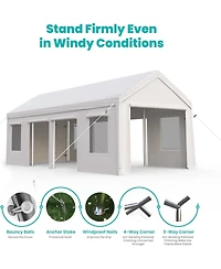 gaomon Carport Heavy Duty, 13x25ft Portable Carport with Reinforced Steel Poles, Upgraded Portable Garage with Doors & Window, Uv Resistant All-Season