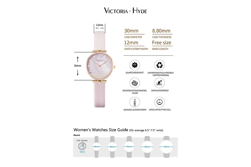 Woman Watch 30mm Mother-of-pearl dial 60 pearls, Victoria Hyde