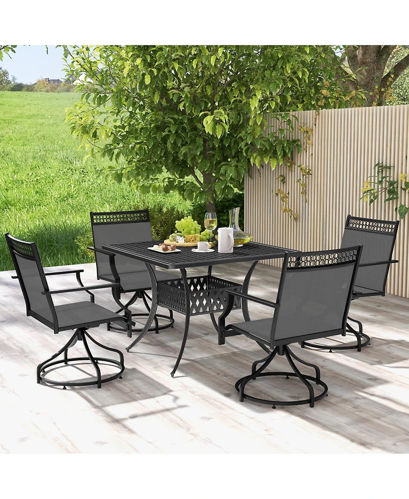 Gouun Patio Swivel Dining Chairs Set of 2 with Heavy-duty Metal Frame and Armrests