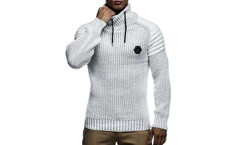 Leif Nelson Men's Knitted Winter Pullover with Shawl Collar Sweater Hoodie Sweatshirt Slim Fit Long Sleeve