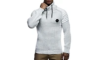 Leif Nelson Men's Knitted Winter Pullover with Shawl Collar Sweater Hoodie Sweatshirt Slim Fit Long Sleeve