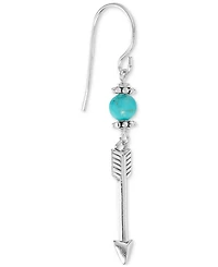 Stone Bead & Arrow Linear Drop Earrings Sterling Silver