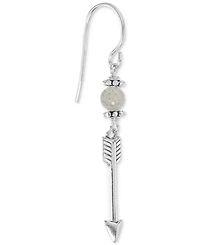 Stone Bead & Arrow Linear Drop Earrings Sterling Silver