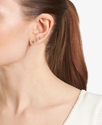 3-Pc. Set Green Aventurine, Polished Sphere & Feather Stud Earrings in Sterling Silver
