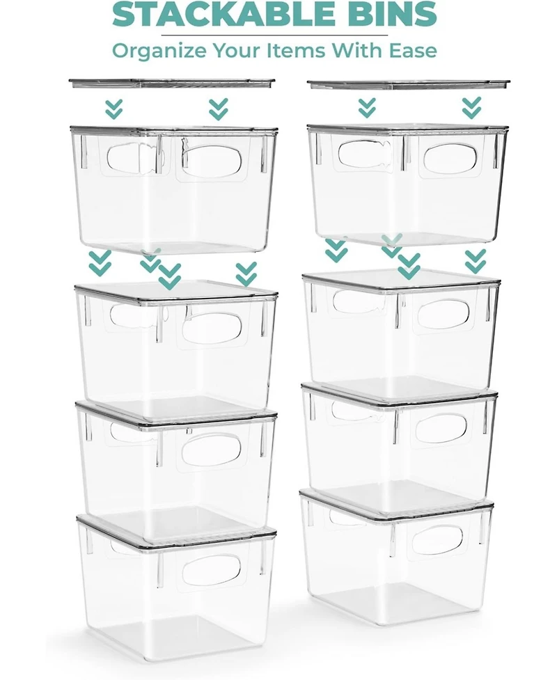Sorbus 4 Pack Medium Clear Plastic Container Bins W/ Lids