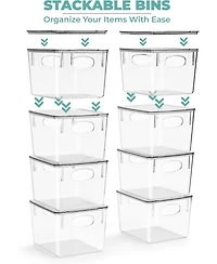 Sorbus 4 Pack Medium Clear Plastic Container Bins W/ Lids