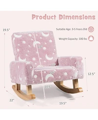 Gouun Kids Rocking Chair Upholstered Flannel Children Rocker with Solid Poplar Wood Rocking Feet