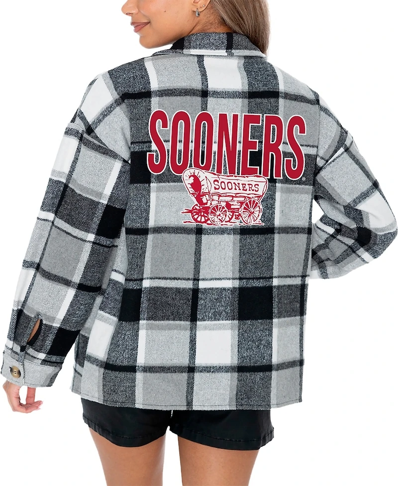 Gameday Couture Women's Gray Oklahoma Sooners End Zone Game Flannel Button-Up Shirt