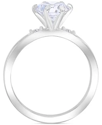 Cubic Zirconia Round & Baguette Bridal Set Sterling Silver