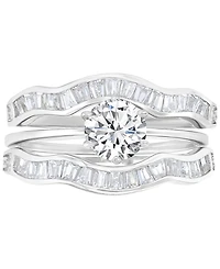 3-Pc. Set Cubic Zirconia Solitaire & Wavy Baguette Bands Bridal