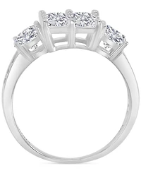 Cubic Zirconia Mixed Cut Quad Cluster Bridal Set Sterling Silver