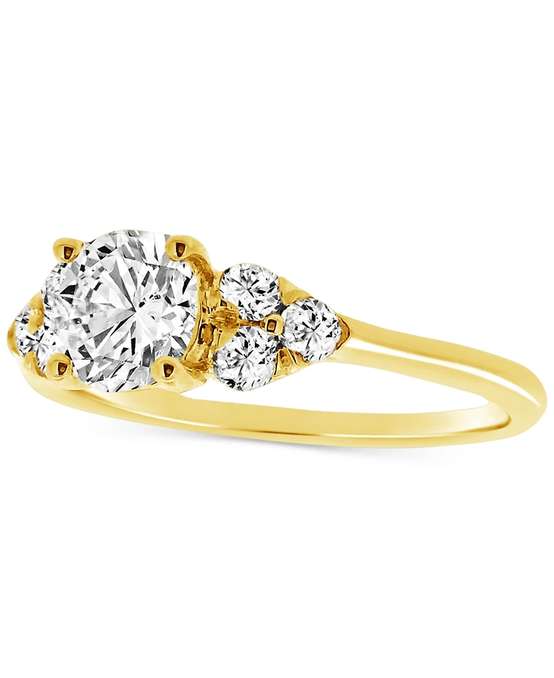 Diamond Shoulder Cluster Engagement Ring (1 ct. t.w.) in 14k Gold