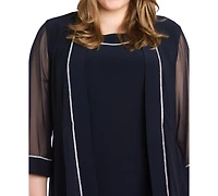 R & M Richards Plus Rhinestone-Trim Jacket Sheath Dress