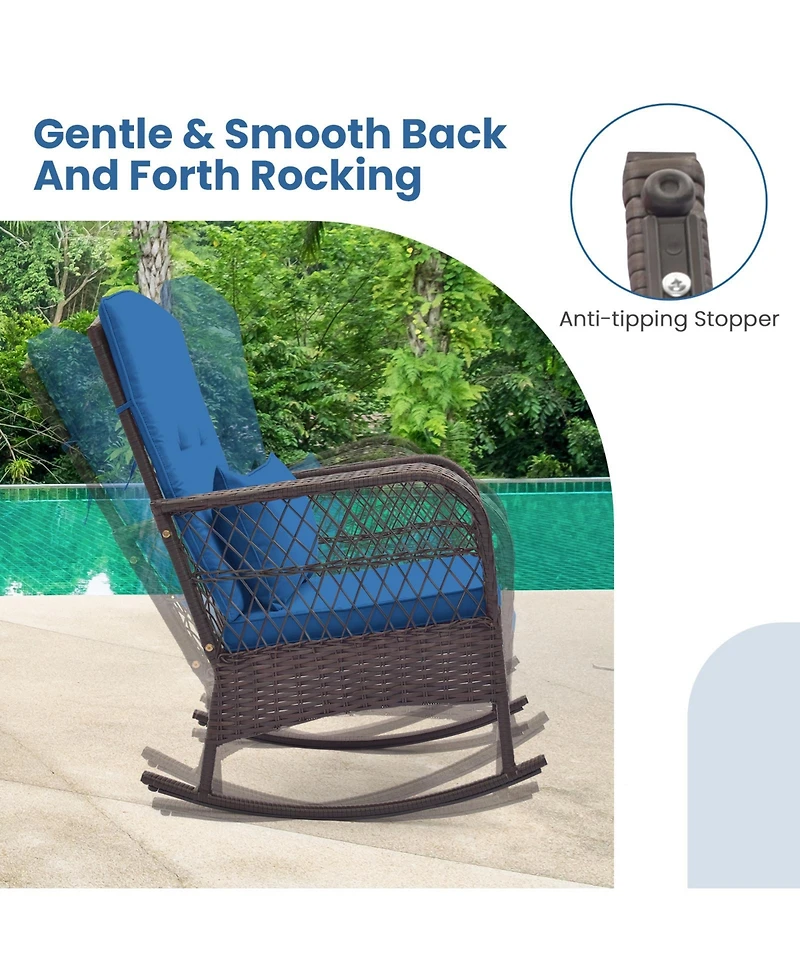 Gouun 3 Pieces Rocking Bistro Set with 2-Tier Table