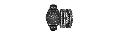 American Exchange Men's Quartz Black Polyurethane Strap Watch, 46.5mm