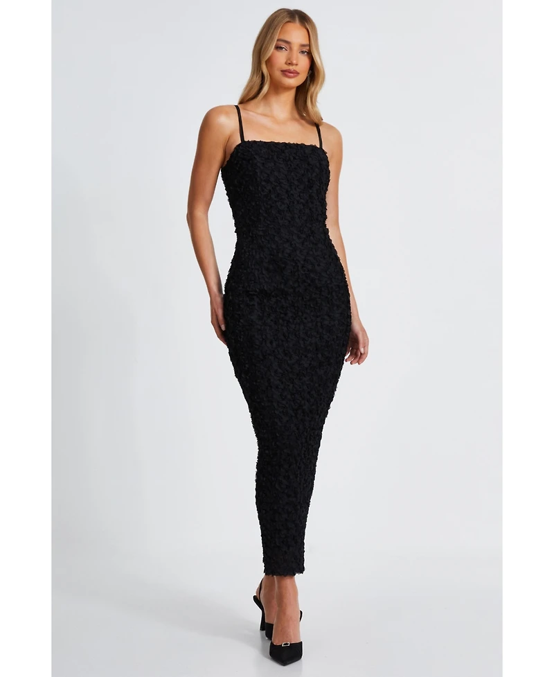 Quiz Women's 3D Flower Square Neck Maxi Dress