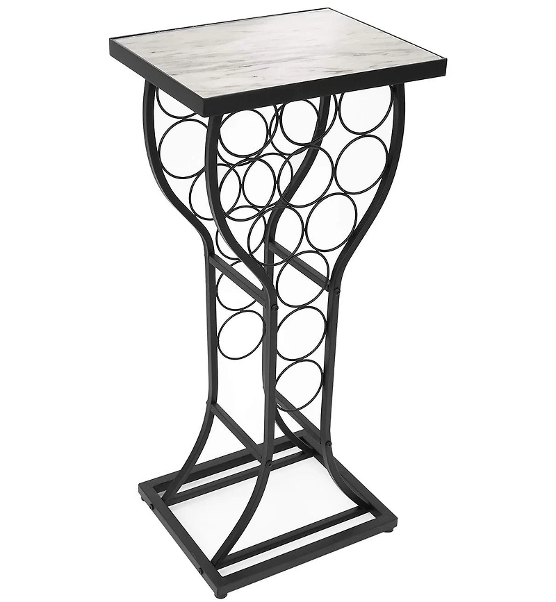 Sorbus Wine Rack Table - Stylish Storage for 11 Bottles with Faux Marble Top & Conversation-Starting Design (Marble White)