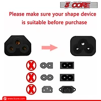 5Core Ac Power Cord 6Ft 2 Prong Us Male to Female Extension Adapter 18AWG 10A 7A 125V - Pl 1001 2 Pcs