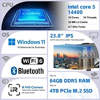 Msi Pro AP242P 23.8" Daily All-in-One Intel Core i5 14400 8GB Ram Intel Uhd Graphics 1TB Ssd Storage Windows 11 Home Fhd 100Hz