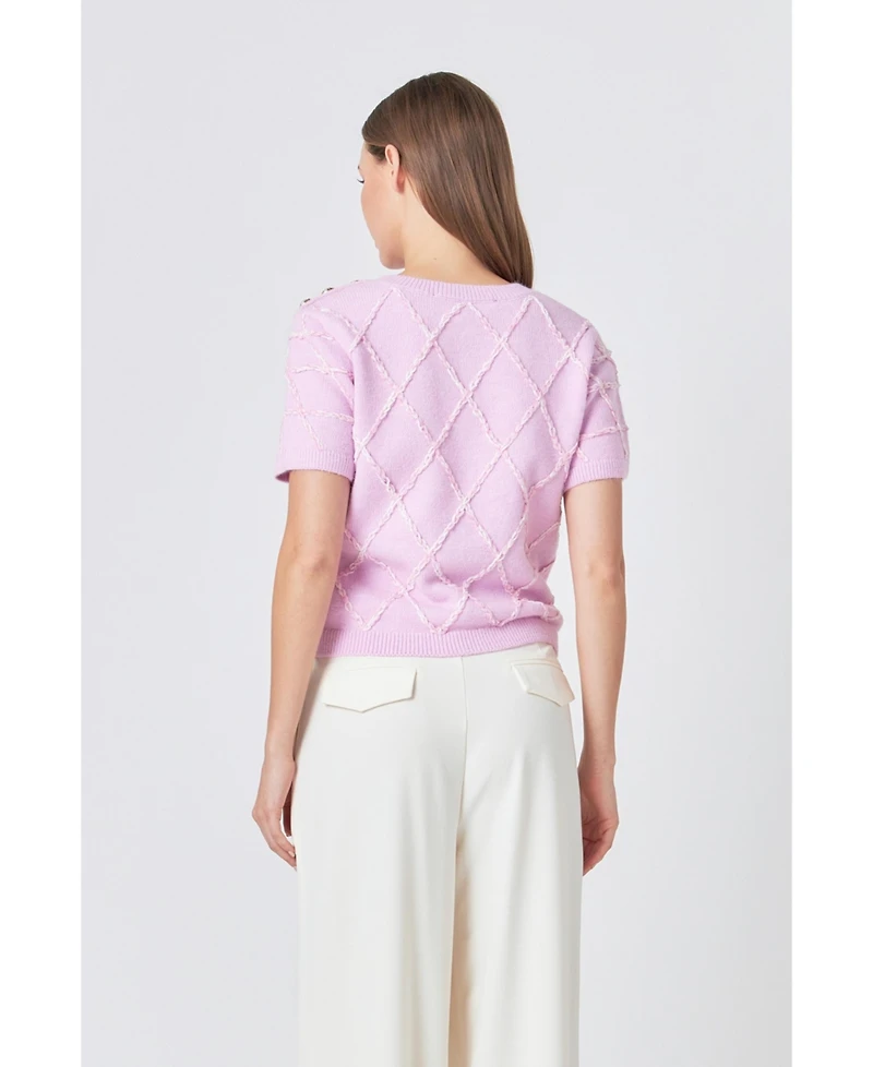 endless rose Women's Diamond Pattern Knit
