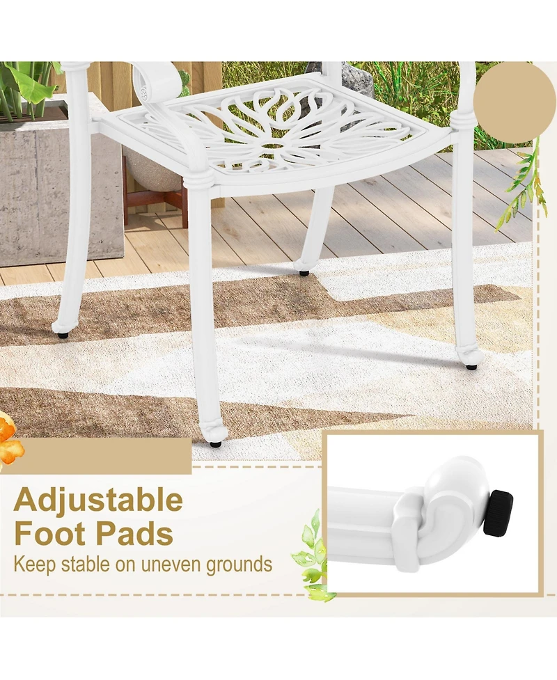 Gouun 2 Pieces Patio Cast Aluminum Dining Chairs with Armrests