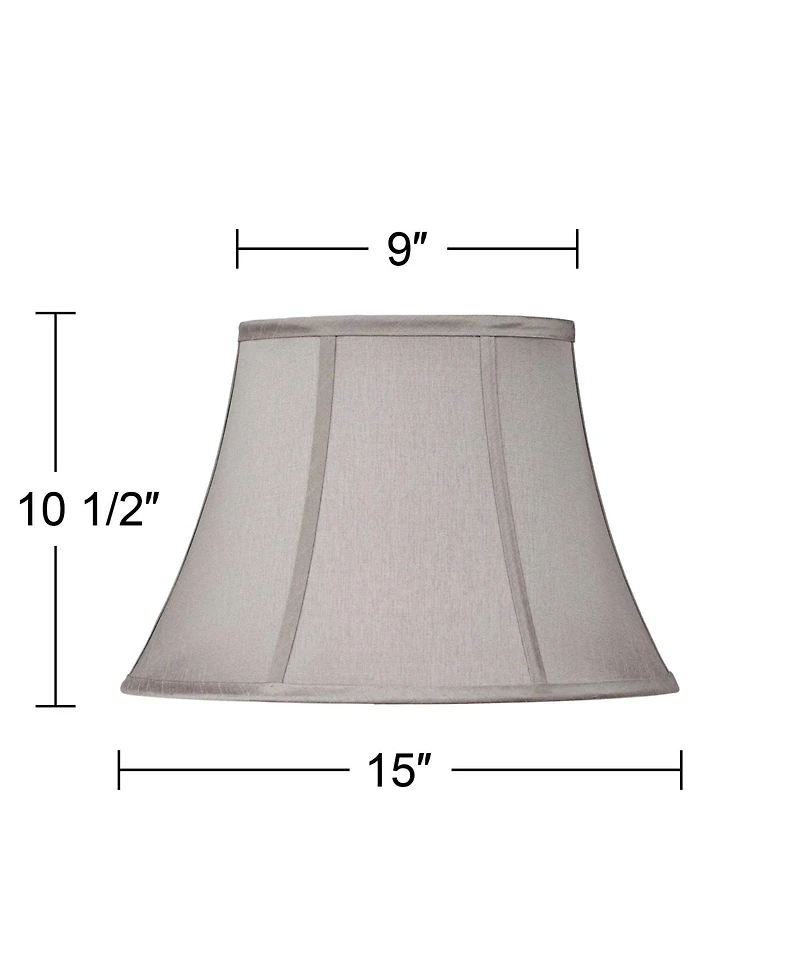 Springcrest Pewter Gray Medium Oval Lamp Shade 9" Wide and 7" Deep at Top x 15" Wide and 13" Deep at Botttom x 10.5" High (Sp