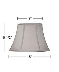 Springcrest Pewter Gray Medium Oval Lamp Shade 9" Wide and 7" Deep at Top x 15" Wide and 13" Deep at Botttom x 10.5" High (Sp