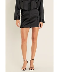 endless rose Women's Satin Cargo Mini Skirt