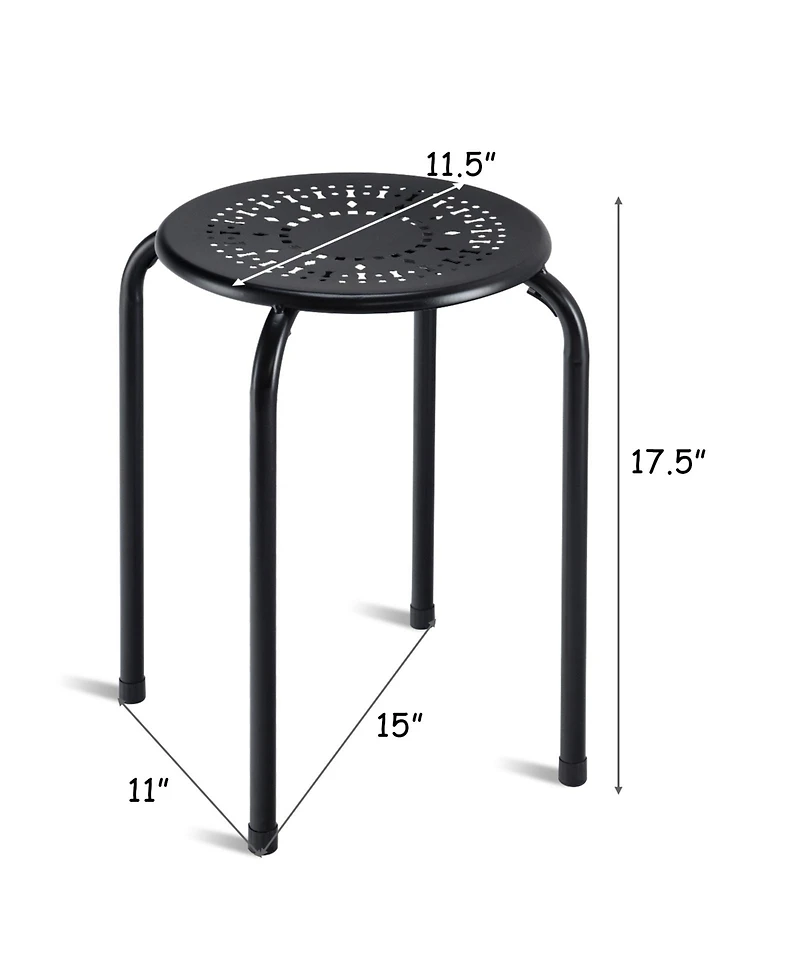 Gouun Set of 6 Stackable Multifunctional Daisy Design Backless Round Metal Stool Set