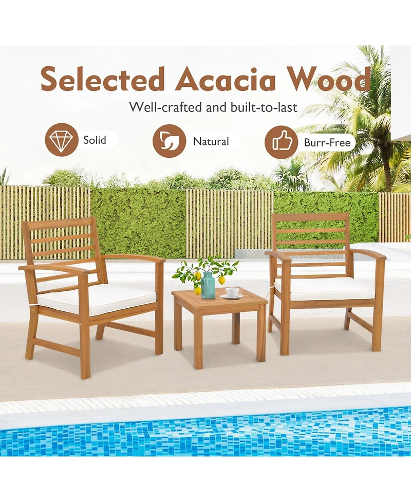 Gouun 3 Pieces Outdoor Furniture Set with Soft Seat Cushions