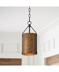 Possini Euro Design Julian 6" Farmhouse Rustic Industrial Pendant Ceiling Light Fixture Dining Room Over Table Kitchen Island Foyer Drum Hanging Black