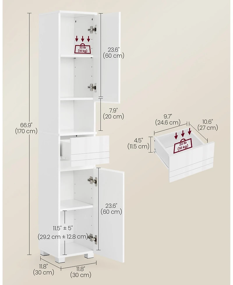 Slickblue Tall Bathroom Cabinet Slim Storage Cabinet for Space-Saving Organization