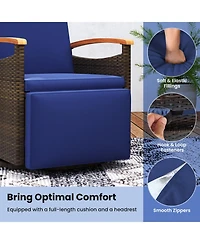Gouun Patio Rattan 360° Swivel Recliner Chair with Adjustable Backrest and Footrest