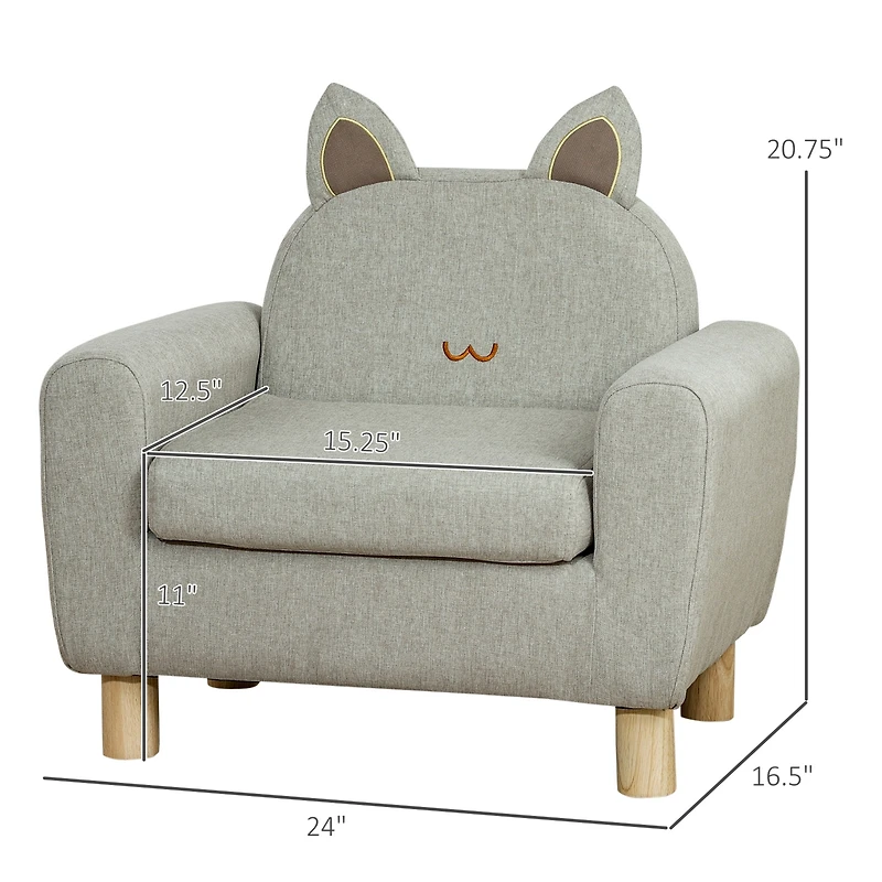 Qaba Kids Sofa Chair Seat for Toddlers with Kitten Ear Backrest Design,