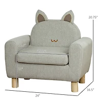 Qaba Kids Sofa Chair Seat for Toddlers with Kitten Ear Backrest Design,