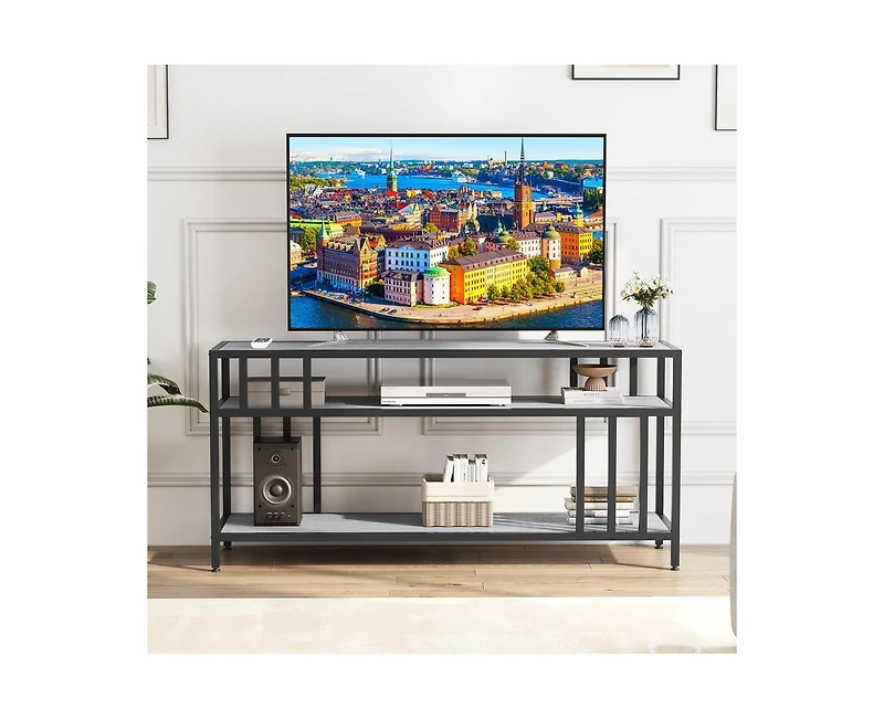 gaomon 58" Tv Stand for Tv up to 65 Inches, Entertainment Center with Open Storage Shelves
