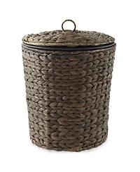 Casafield Hyacinth Trash Can with Lid and Liner - Natural, Woven Waste Basket for Garbage the Bathroom, Bedroom, Laundry Room, Home Office
